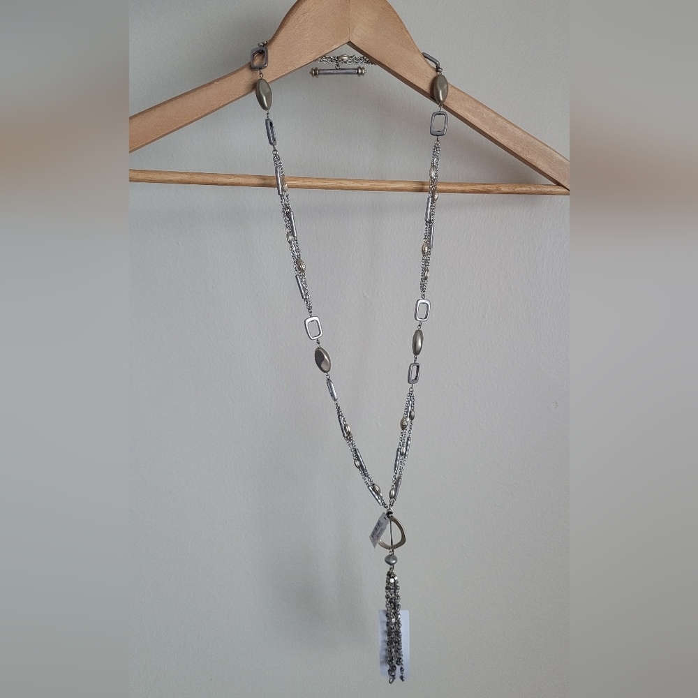 Chico's mixed metals adjustable length toggle statement necklace
